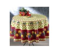 Nappe provençale ronde anti-tâches polyester Citron rouge 180 x 180 cm