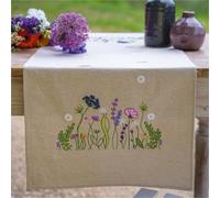 Vervaco Kit de broderie pré-imprimé Chemin de table Splendeur du Jardin Lilas Complet 40×100 cm