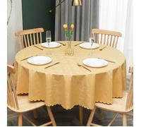 Nappe PVC Nappe Toile cirée Nappe Ronde Nappe cirée Nappe Lavable vrilles Baroque Arabesque-JauneØ 180 cm