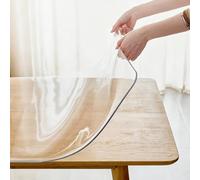 Nappe PVC Transparente Épaissie,Protecteur de Table Antibactérienne Inodore,Imperméable Antitâche,Convient pour Table à Manger Fêtes et Événements,80 * 150cm,1mm