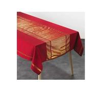 Douceur d'Intérieur Nappe Elegancia rectangulaire 140x240 cm coton uni fils métallisés Rouge/Or