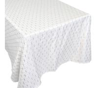 Nappe rectangle 140x250 cm GOLD motifs géométriques blanche argentée