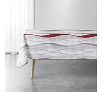 Douceur d'Intérieur Nappe Rectangle (150 x 240 cm) Ondulys Blanc/Rouge, Polyester Imprimé