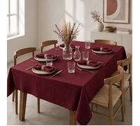 Nappe rectangle 150 x 250 cm + 6 serviettes de table - Double gaze de coton GAÏA Bordeaux