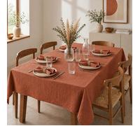 Nappe rectangle 150 x 250 cm + 6 serviettes de table - Double gaze de coton GAÏA Terracotta