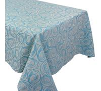 Nappe rectangle 150x200 cm Jacquard 100% coton SPIRALE bleu turquoise