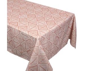 Nappe rectangle 150x250 cm imprimée 100% polyester BOHO géométrique marron sienne