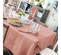 Nappe Rectangle 150x350 cm Gaze de Coton Rose
