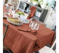 Nappe Rectangle 150x350 cm Gaze de Coton Terracotta