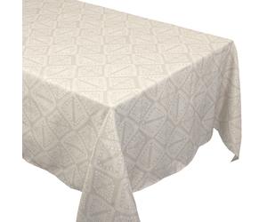 Nappe rectangle 150x350 cm imprimée 100% polyester BOHO géométrique beige ficelle