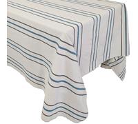Nappe rectangle 160x250 cm HOSHI en coton fil teint à rayures bleu Lagon