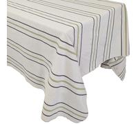 Nappe rectangle 160x250 cm HOSHI en coton fil teint à rayures vert Mousse