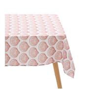 Nappe rectangle anti tache imprimée coquillage Terracotta 150x300 cm