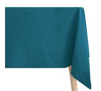 Nappe rectangulaire 100% coton lavé 160x250 cm HONO bleu lagon finition point bourdon