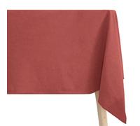 Nappe rectangulaire 100% coton lavé 160x250 cm HONO rose pêche finition point bourdon
