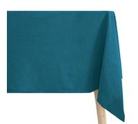 Nappe rectangulaire 100% coton lavé 160x300 cm HONO bleu lagon finition point bourdon