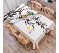 Nappe Rectangulaire 140x220 cm Motif Chinois Asiatique 3D Nappe de Table Bambou Tissu Polyester Anti-Taches pour Intérieur Extérieur Jardin Cuisine et Fête 4790v