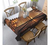 Nappe Rectangulaire 140x240 cm Motif Paris 3D Nappe de Table Architecture Urbaine Tissu Polyester Anti-Taches pour Intérieur Extérieur Jardin Cuisine et Fête 7761v