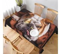 Nappe Rectangulaire 150x250 cm Motif Bouledogue Anglais 3D Nappe de Table Chien Tissu Polyester Anti-Taches pour Intérieur Extérieur Jardin Cuisine et Fête 1933v