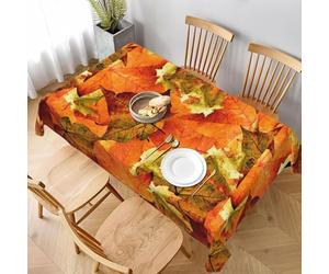 Nappe Rectangulaire 150x250 cm Motif Feuille D'érable 3D Nappe de Table Automne Tissu Polyester Anti-Taches pour Intérieur Extérieur Jardin Cuisine et Fête 1757v