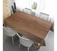 Nappe Rectangulaire 150x300 Polyester - Grain De Bois Moderne Nappe de Table Exterieur Lavable Nappes Anti Tache Rectangle pour Pique Nique Fête Cuisine Salon Restaurant - Nappe Marron RéTro