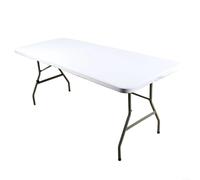 Nappe rectangulaire à bords élastiques pour tables pliantes en polyester avec finition résistante à l'eau pour salle à manger et activités de plein air (blanc, 183 x 76 x 76 cm)