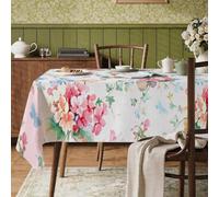 Nappe rectangulaire à fleurs, aquarelle, papillons, vignes, pêche printanière, polyester, réutilisable, lavable, décoration pour cuisine, salle à manger, thé, pique-nique, 89 x 140 cm