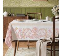 Nappe rectangulaire à motif floral, élégante, vintage, tourbillon de feuilles, pêche, résistante aux taches, lavable, pour cuisine, banquet, pique-nique, camping, 152,4 x 304,8 cm