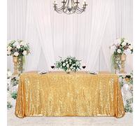 Nappe rectangulaire à Paillettes dorées Scintillantes - 152,4 x 259,1 cm - pour Mariage