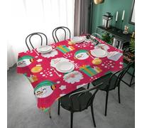 Nappe Rectangulaire Anti Tache 140x180 cm - Noël Nappe de Tables Exterieur Impermeable Lavable en Tissu Polyester - Bonhomme de neige Nappes pour Cuisine Salon Pique Nique Anniversaire Fête - W82