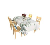 Nappe Rectangulaire Aquarelle d'automne avec Citrouille Blanche Et Feuilles D'Eucalyptus Imperméable De Table Antitache Rétro Nappes De Fête, pour Party, Anniversaire, Jardin, 137x183cm