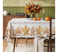 Nappe rectangulaire avec feuilles rustiques, glands et vignes en tissu lavable et réutilisable pour cuisine, salle à manger, thé, pique-nique, 89 x 140 cm