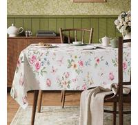 Nappe rectangulaire avec roses, papillons vintage, fleurs printanières, pêche, résistante aux taches - Nappe lavable pour cuisine, salle à manger, thé, pique-nique, 152,4 x 218,4 cm