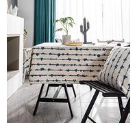 Nappe rectangulaire bohème à Rayures Bleues tie-Dye en Coton et Lin, Anti-poussière et Lavable, idéale pour la Cuisine et la Salle à Manger (140 x 260 cm).