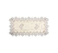 Nappe rectangulaire brodée pour tables basses de style occidental avec dentelle creuse sculptée d'inspiration vintage et tissu polyester lavable (1)