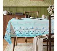 Nappe rectangulaire citrouilles, motif émoticône joyeux, tourbillon d'Halloween, résistante aux taches, lavable, décoration pour cuisine, salle à manger, thé, pique-nique, 152,4 x 218,4 cm