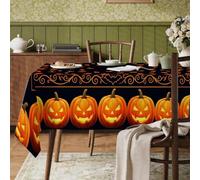 Nappe rectangulaire citrouilles pour Halloween, chauve-souris, tourbillon d'Halloween, résistante aux taches, lavable, pour cuisine, salle à manger, 152,4 x 259,1 cm