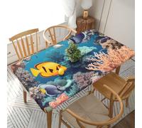 Nappe rectangulaire de 1,5 m pour table de salle à manger, nappe de table avec bords élastiques, motif corail et poissons de mer, décoration sans plis, 152 x 76 cm