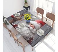 Nappe rectangulaire de 122 x 76 cm pour table de salle à manger, motif Père Noël, neige, bords élastiques, décoration sans plis, 122 x 76 cm