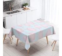 Nappe Rectangulaire DOTBUY Barbe à Papa Nappe en Polyester Impermeable l'épreuve de l'huile Antifouling Nappe en Table pour Extérieur ou Intérieur Table de Salle à Manger (Bleu,140x260cm)