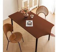 Nappe rectangulaire douce - Très extensible - Protection de table de salle à manger et de cuisine - Imperméable avec bord élastique - Facile à nettoyer - Café - 80 x 130 cm
