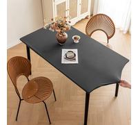 Nappe rectangulaire douce - Très extensible - Protection de table de salle à manger et de cuisine - Imperméable avec bord élastique - Facile à nettoyer (gris clair, 80 x 140 cm)