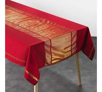 Douceur d'Intérieur Nappe Elegancia rectangulaire 140x240 cm coton uni fils métallisés Rouge/Or