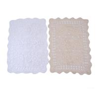 Nappe rectangulaire en coton et dentelle au crochet pour petites tables, décoration de style vintage pour salle à manger et café (beige)
