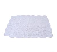 Nappe rectangulaire en coton et dentelle crochetée faite à la main pour petite table à manger, café, restaurant, hôtel, librairie (blanc)