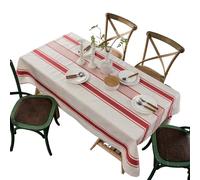 Nappe rectangulaire en coton et lin anti-plis lavable pour salle à manger de style rustique, parfaite pour les fêtes, les salons commerciaux et les événements d'artisanat