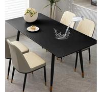 Nappe rectangulaire en cuir imperméable avec revers en flanelle, protection de table élastique facile à nettoyer pour salle à manger, cuisine, pique-nique (noir, 80 x 160 cm)