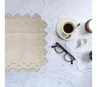 Nappe rectangulaire en dentelle - 50 x 100 cm - Vintage - Brodée - Polyester - Avec motif creux sculpté - Lavable - Housse décorative pour table à thé - Blanc