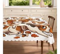 Nappe rectangulaire en forme de chien Fall Russell Terrier - 152,4 x 203,2 cm - Motif chiot - Lavable - Feuille d'érable - Décorations de fête pour cuisine, banquet, pique-nique, camping