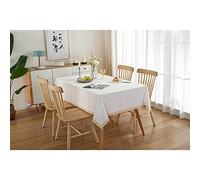 Nappe rectangulaire en lin de 80 x 270 cm, imperméable, infroissable, couleur pure simple, avec pompons, lavable, parfaite pour les fêtes de cuisine, les vacances, les buffets de Noël.